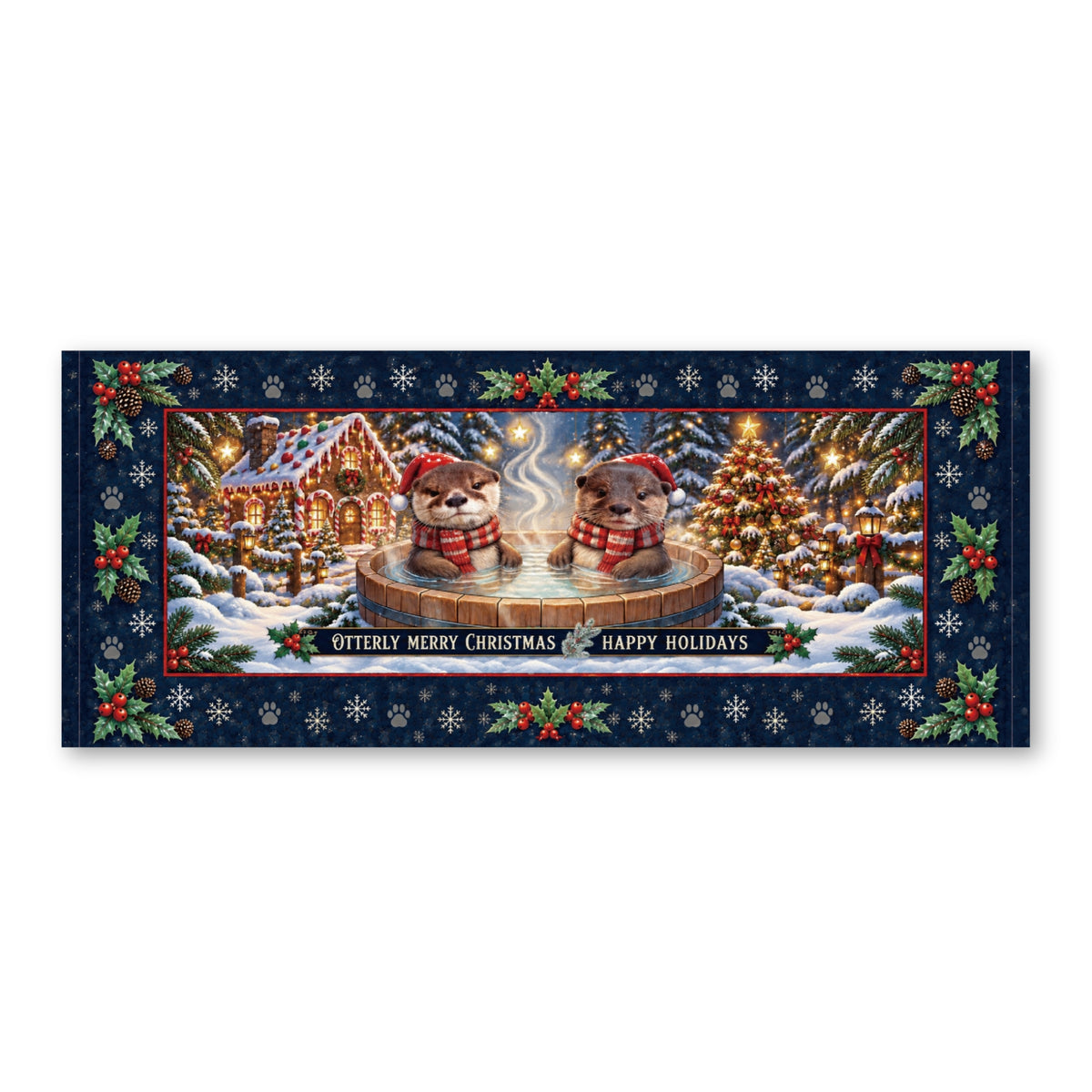 カワウソアティとウイのほっこりクリスマスフェイスタオル