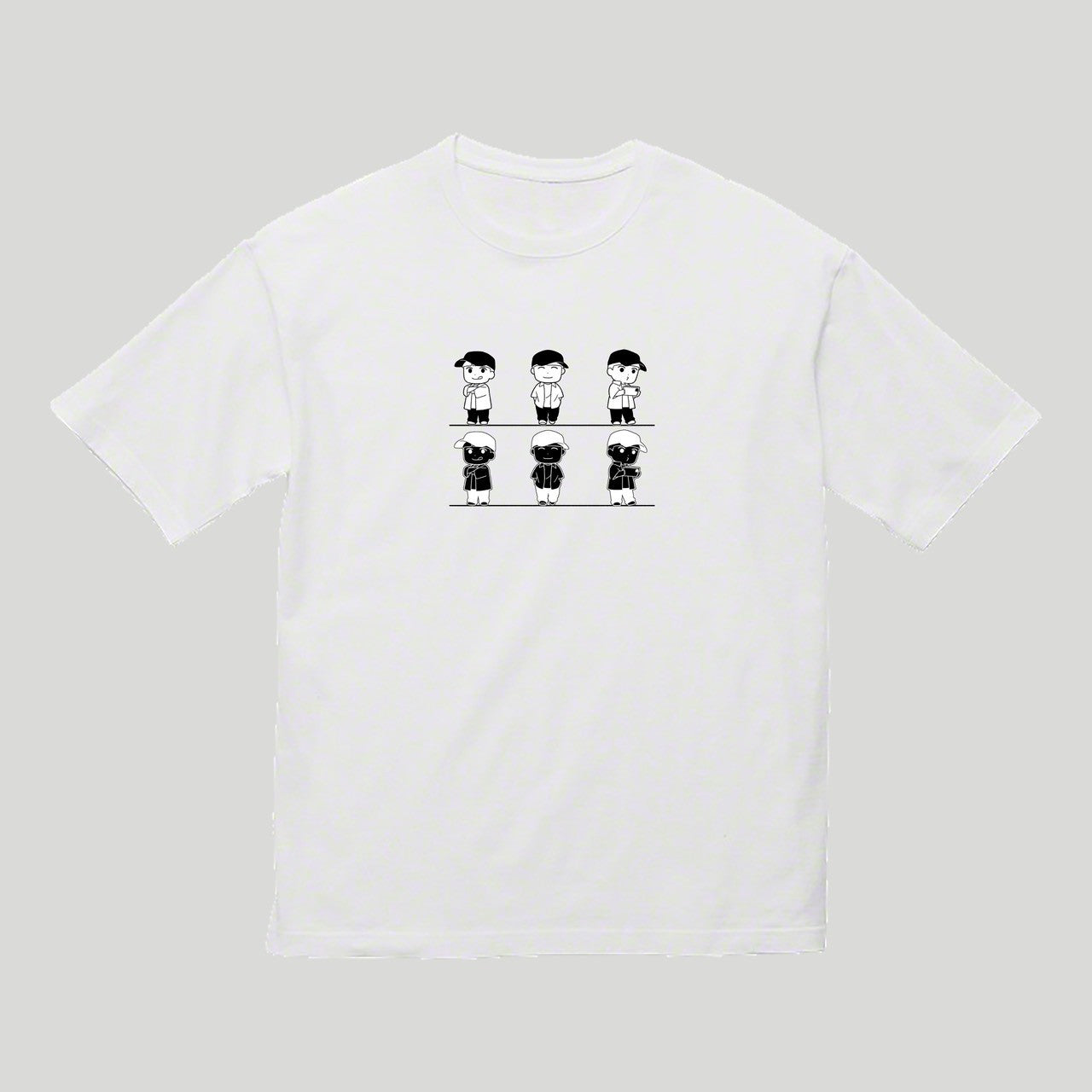 ホワイトモノクロビッグシルエットTシャツ（ストリートver)