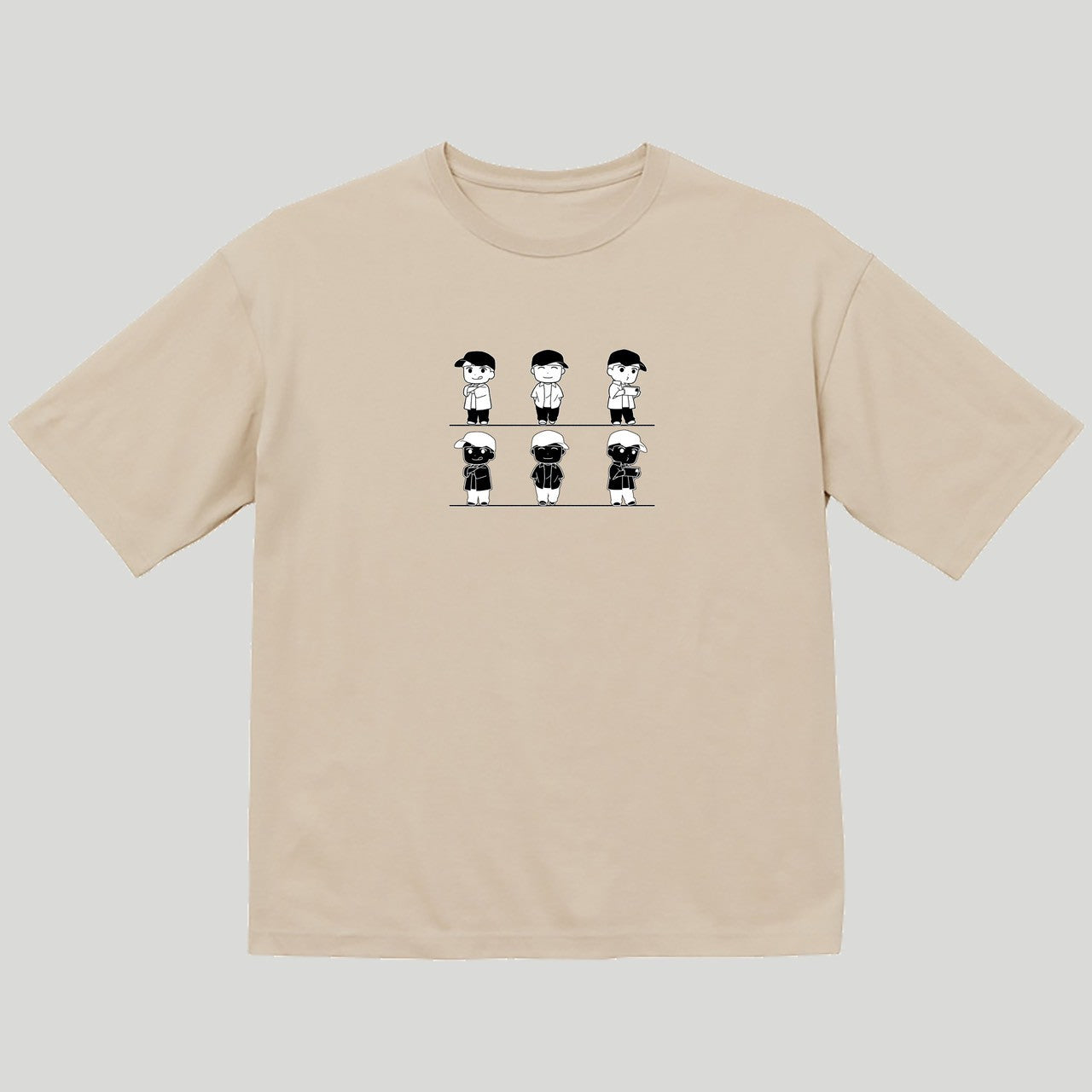 ホワイトモノクロビッグシルエットTシャツ（ストリートver)