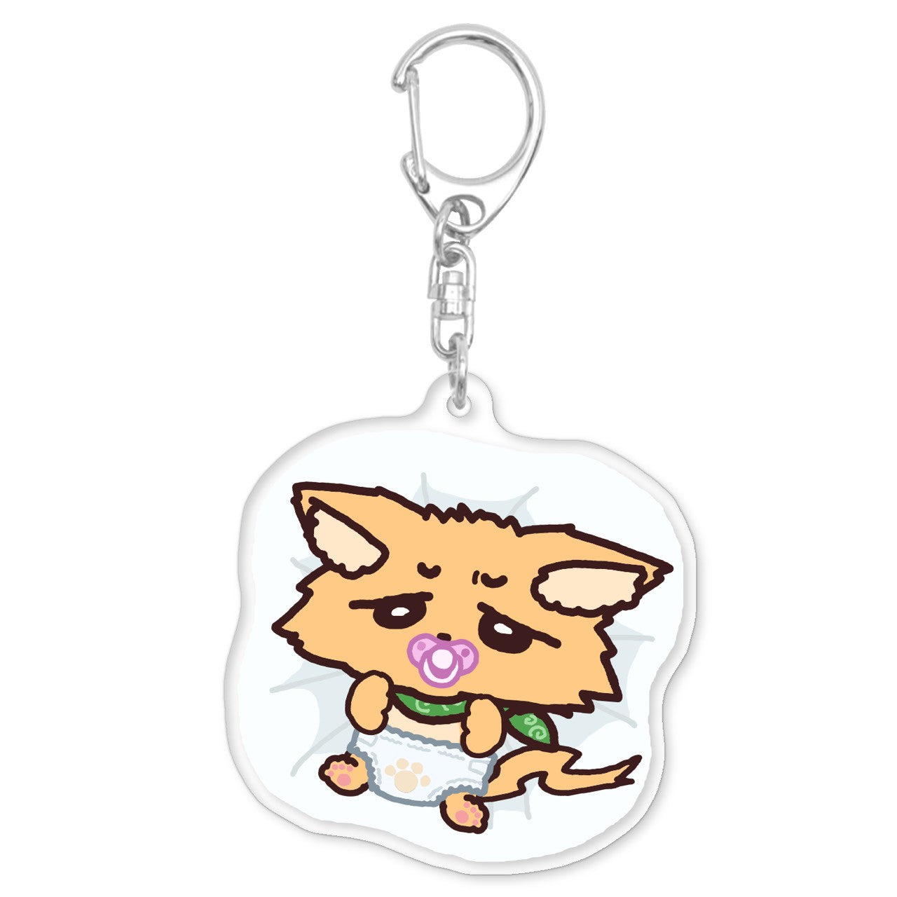 赤ちゃんコスプレさせられている犬キーホルダー(送料無料)