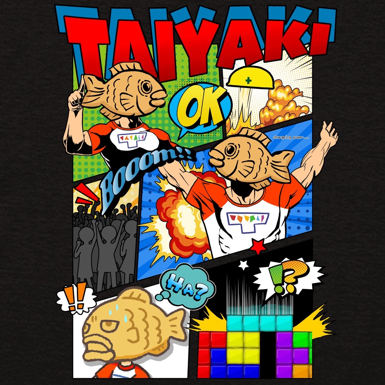 漫画風イラストTシャツ(ブラック)＆キーホルダーセット – Orizum.world