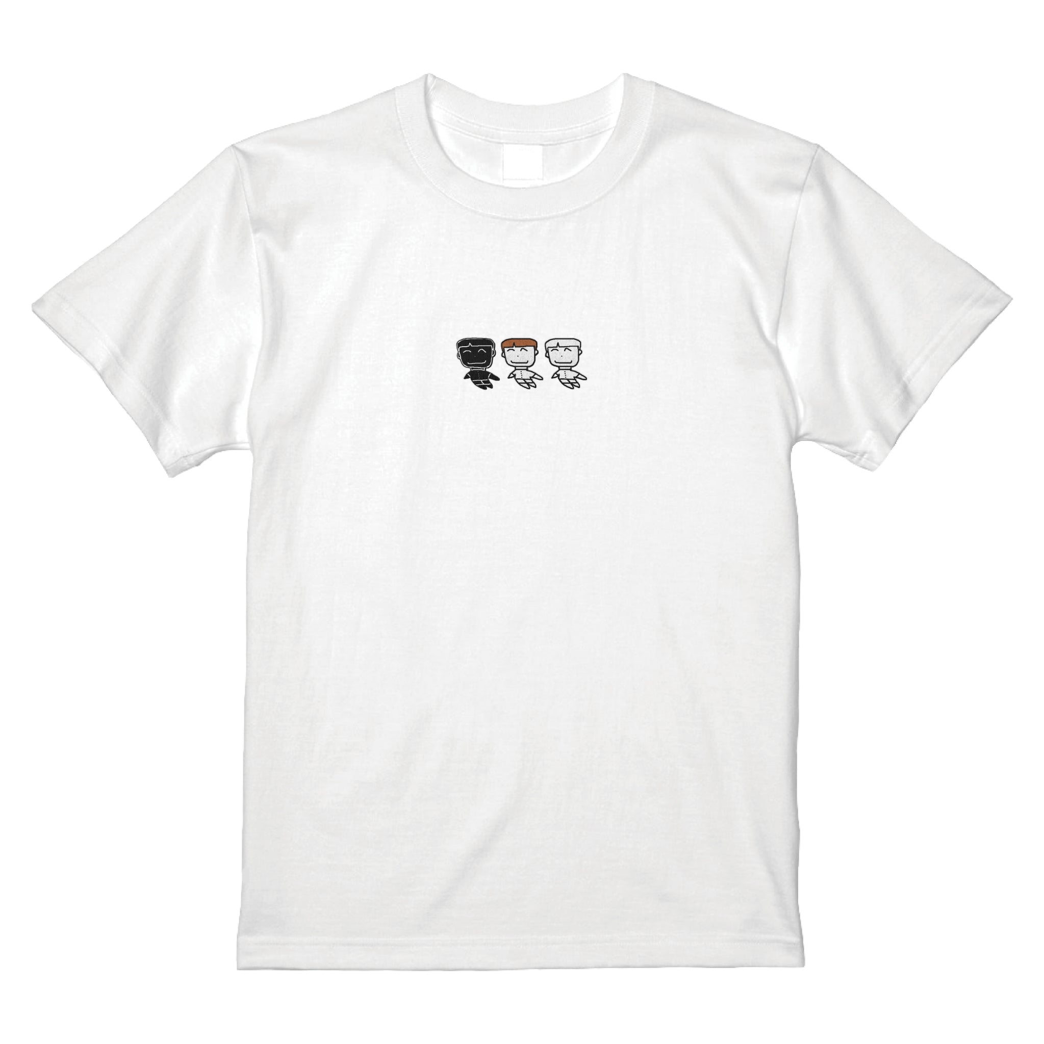 ホワイト三人組刺繡Tシャツ