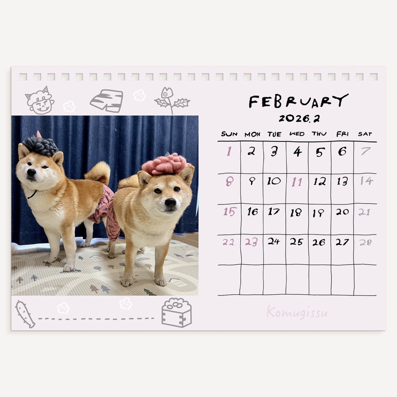数量限定】シヴァ犬こむぎっす2026年卓上カレンダー(送料無料