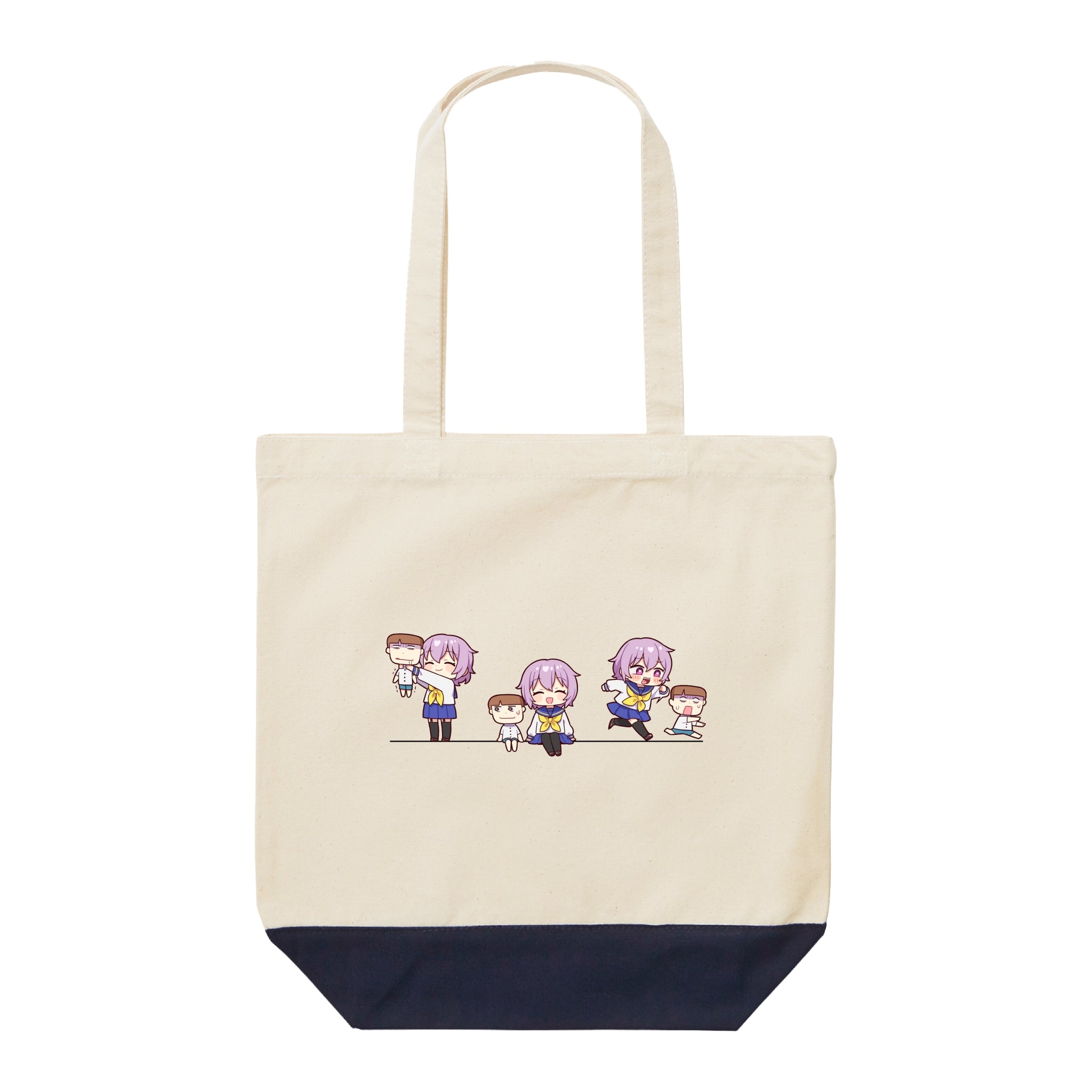 紫苑×ホワイト・ナチュラル×ネイビートートバッグ(フルカラーデザインVer)