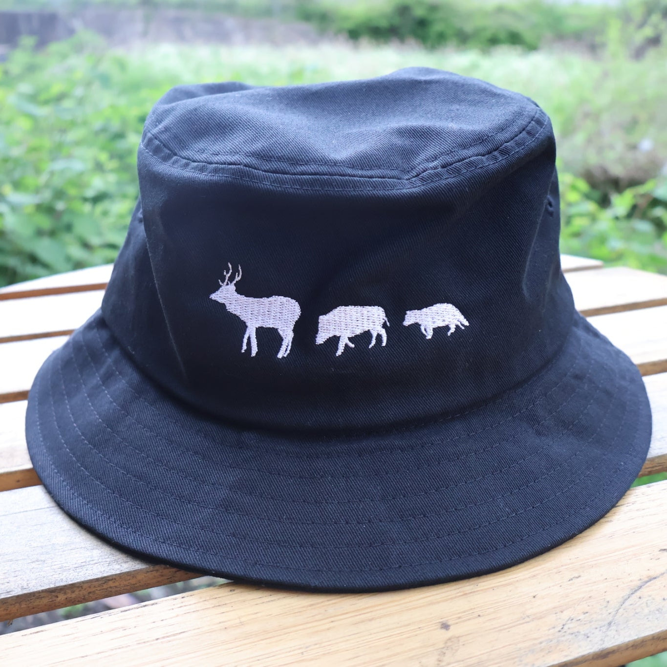 里山動物刺繍バケットハット