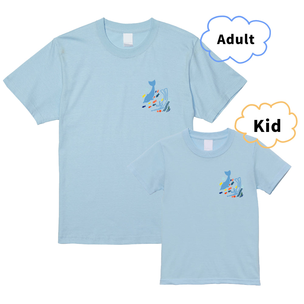 Diving with adorable Fish T-shirt（Parent-Child Pair）Light Blue