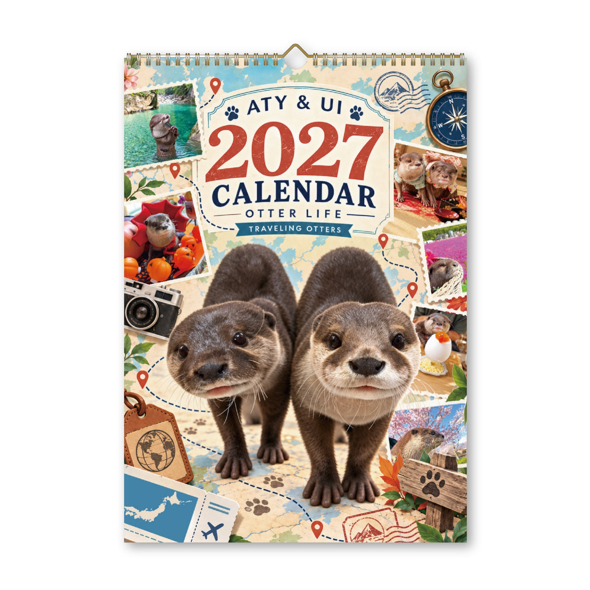 カワウソアティとウイ＆にゃん先輩の2027年壁掛けカレンダー